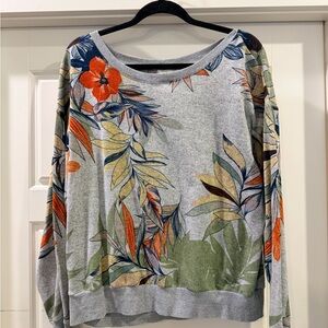 Evereve Multicolor Tropical Floral Gray Sweatshirt